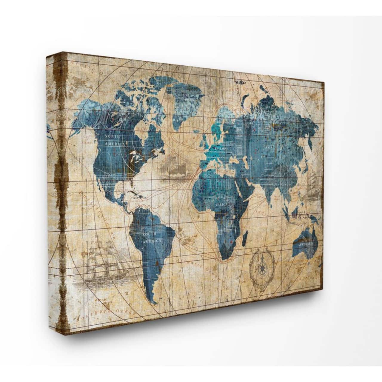 Stupell Industries Vintage World Map Design Wall Art